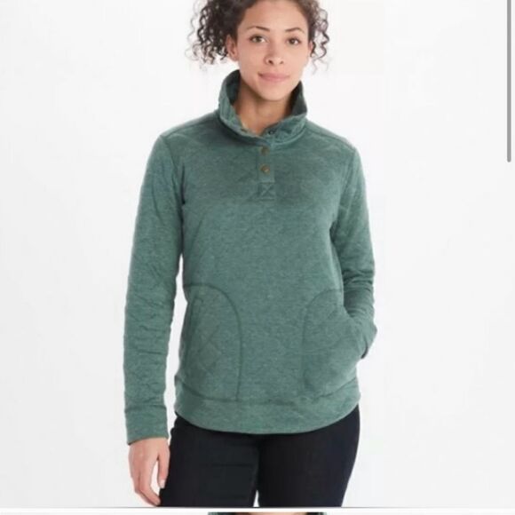 MARMOT Womens Roice pullover sweatshirt size: M Quilted  Green - Picture 1 of 11